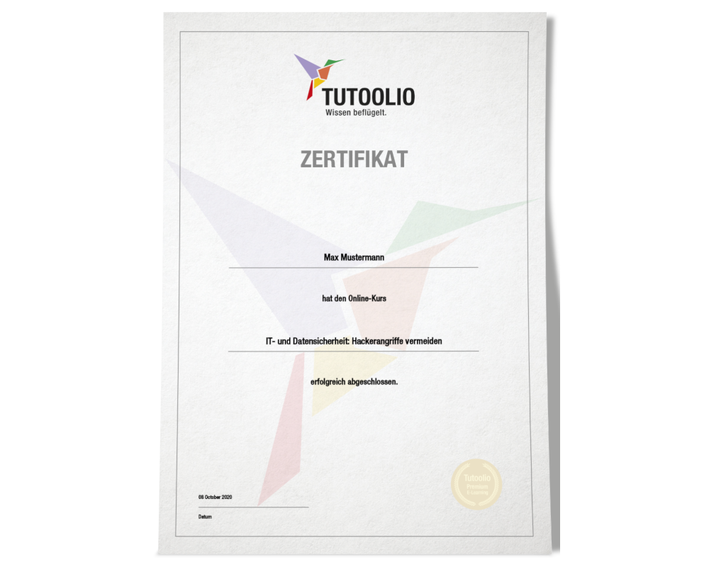 Zertifikat Pflichtunterweisung